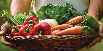 Basket full of fresh vegetables